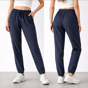 Max Studio Navy Drawstring Relaxed Pants XS Lightweight Woven